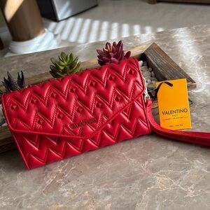 NWT Valentino Red studded Quilted Clutch